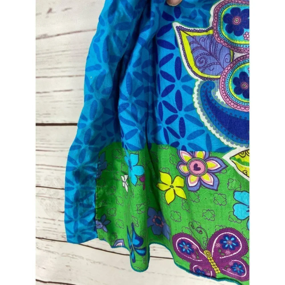 The Children's Place Size Small 5/6 Blue Green Floral Butterfly‎ Sun Dress - Picture 4 of 6